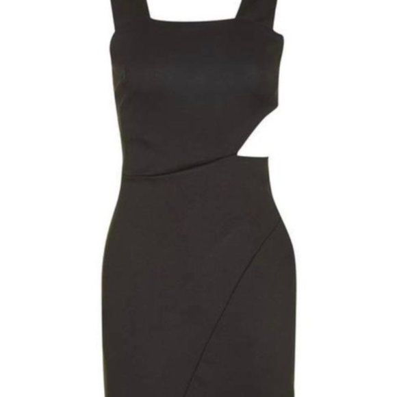 NWT TOPSHOP Black Midi Dress with cutout and thigh detail, US Size 8 - Picture 3 of 5